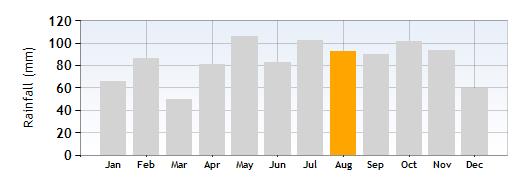 Desenzano Rainfall in August