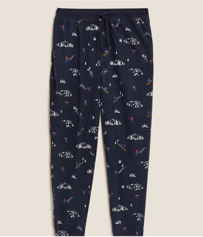Mens PJ trousers with skiing print