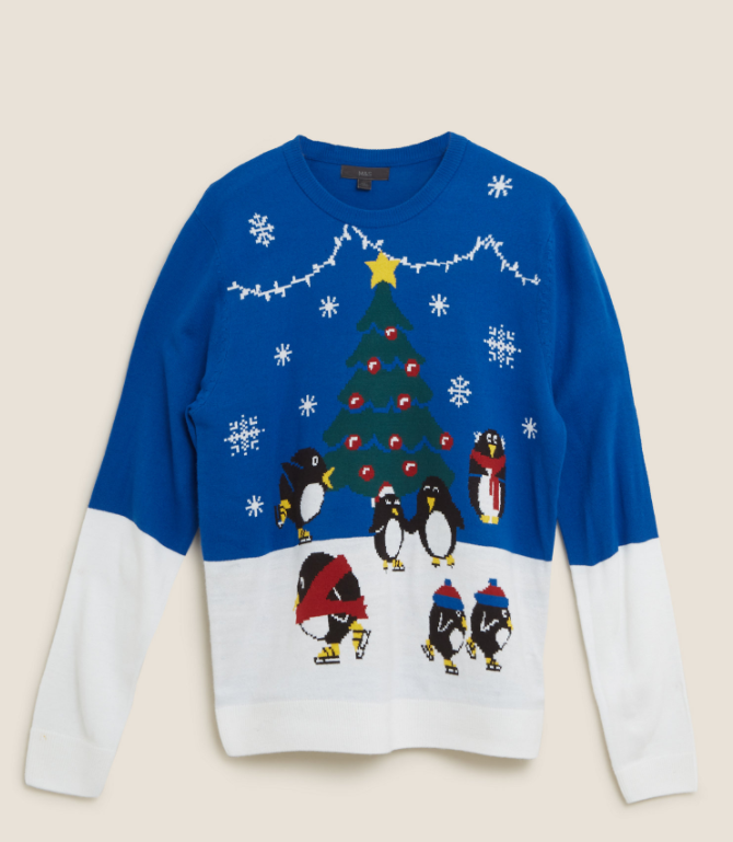 Penguins ice skating christmas jumper