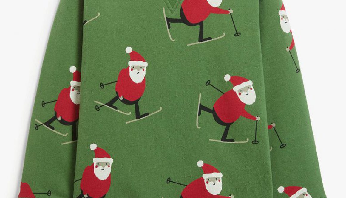 santa-skiing-kids-jumper Kids Santa Skiing Christmas Jumper
