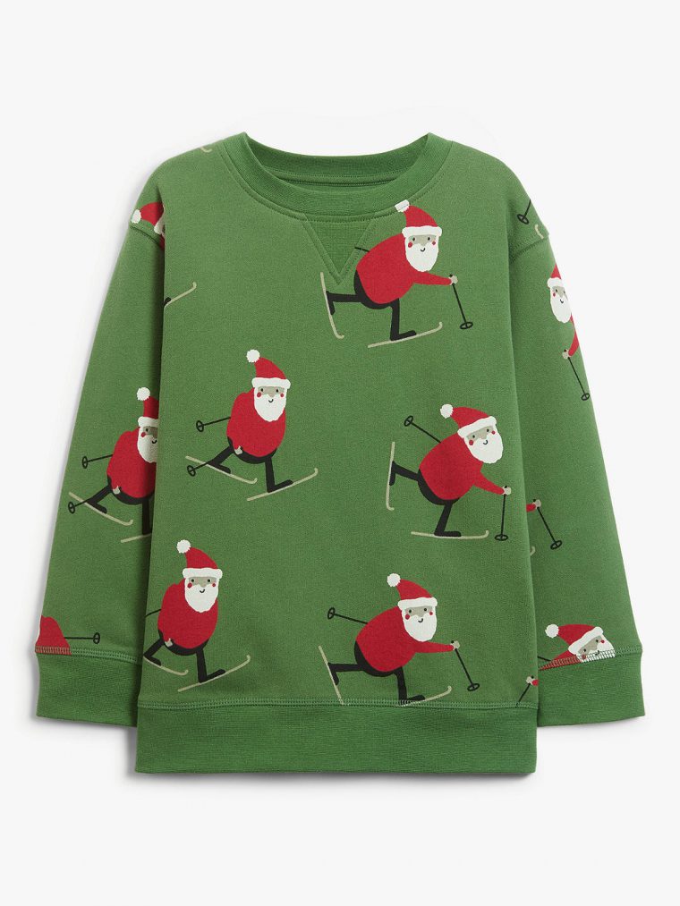 Kids Santa Skiing Christmas Jumper