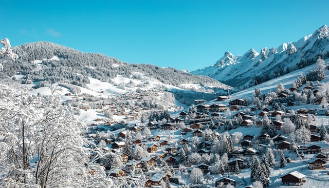 The village of La Clusaz covered in snow