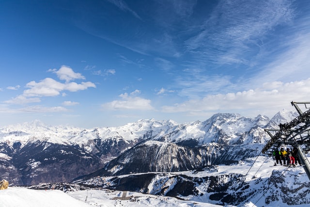 At the top of a chairlift in Courchevel ski area