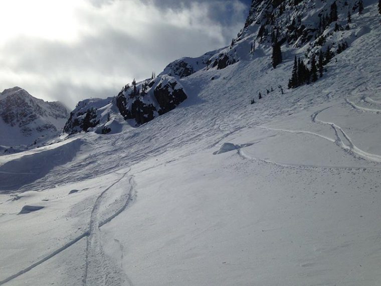 Steep snowy piste in Whistler