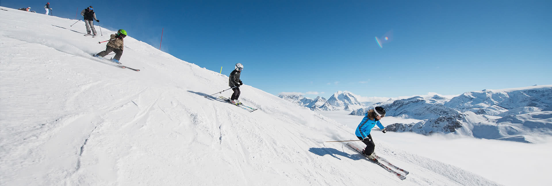 family skiing