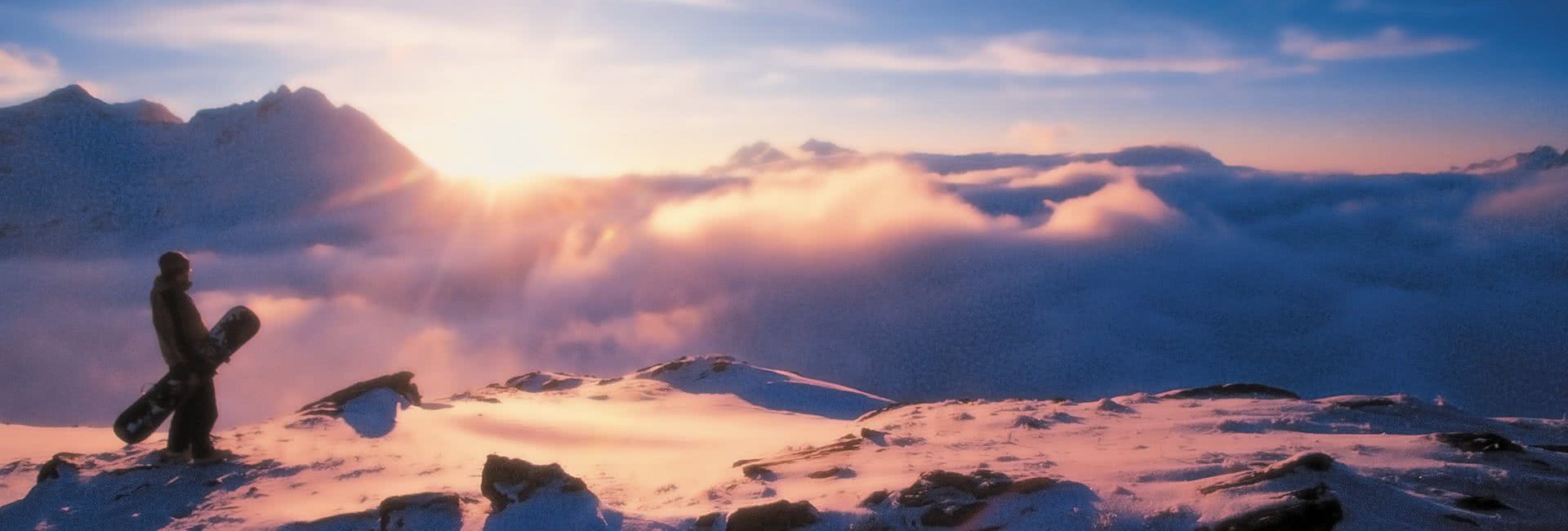snowboarder sunset