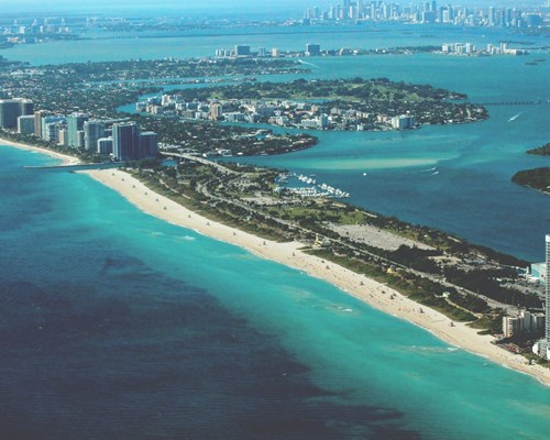 Aerial view of South Beach from the sky