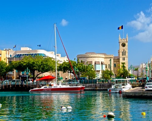 Parliament building and harbour in Bridgetown