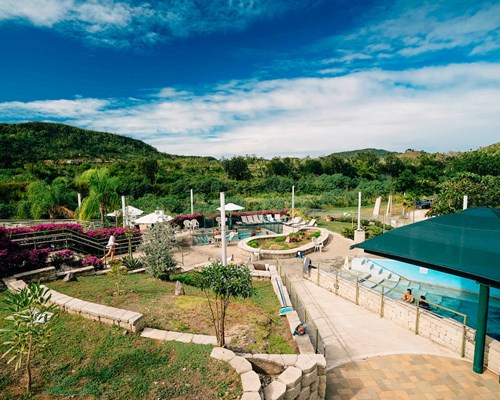 Peaceful Coamo hot springs area on a clear hot day