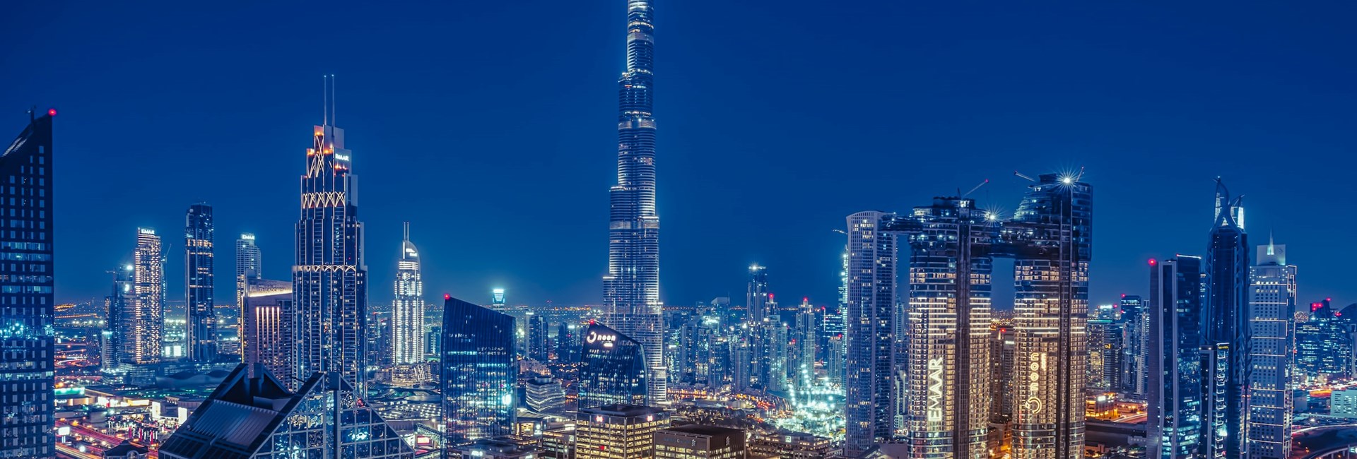 Dubai skyline at night 