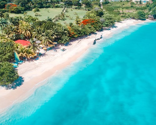 Aerial view of Grand Anse Beach in Grenada