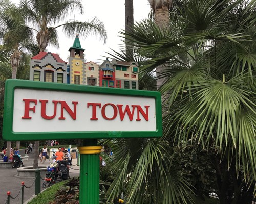 A sign stating Fun Town in Legoland