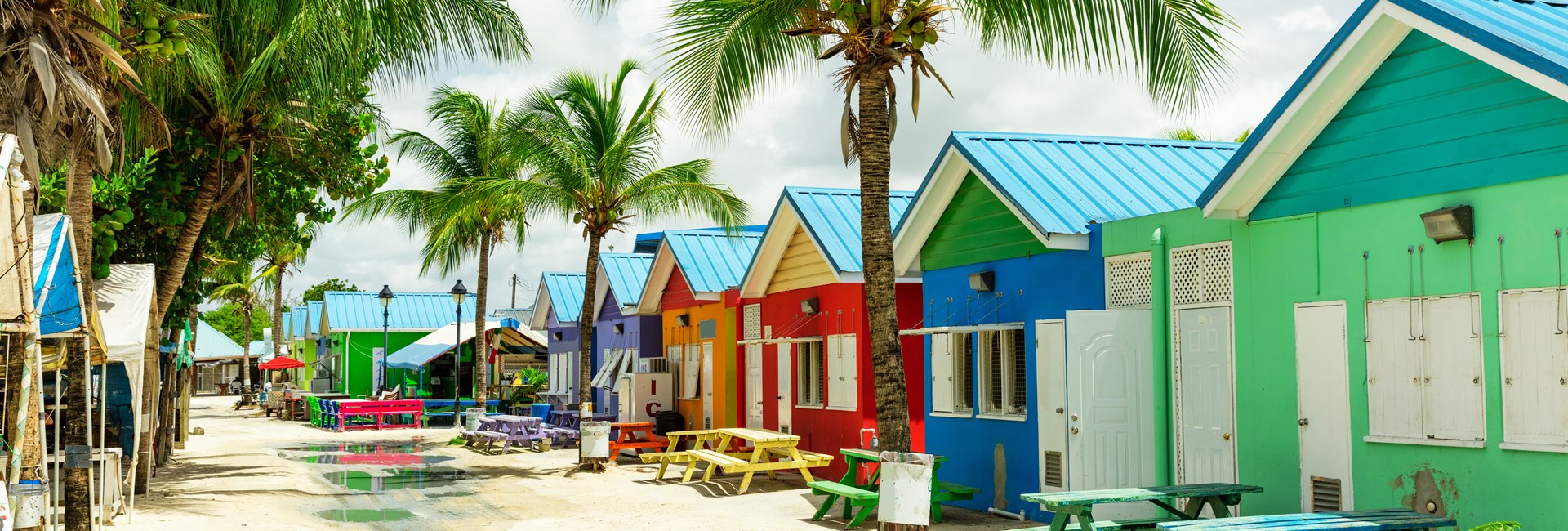 Colourful beach huts in Christ Church, Barbados