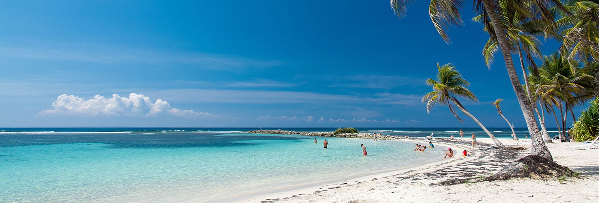 Pristine white sand beach in a sunny tropical destination
