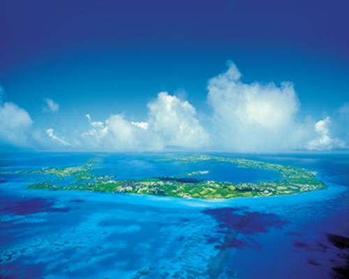 Aerial landscape view of Bermuda island in the middle of the ocean
