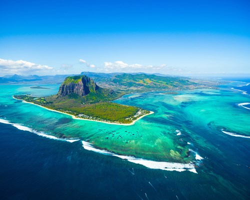A panorama of La Brabant mountain and the famous underwater waterfall 
