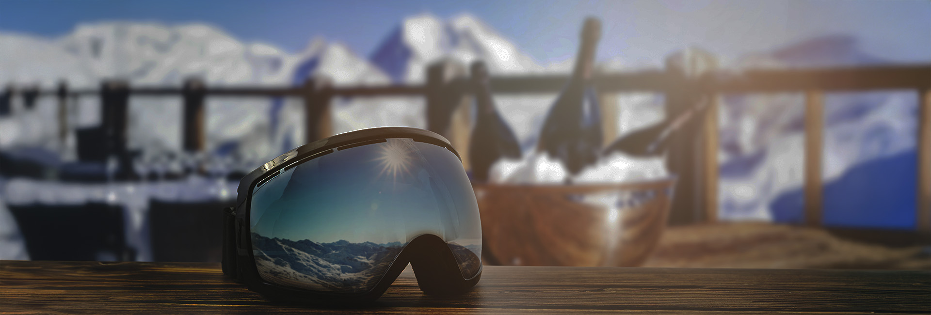 ski goggles reflection alps
